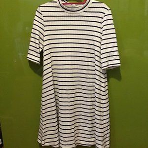 NWT Uniqlo Flared Ribbed Striped 100% Cotton Dress